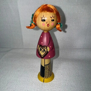 VINTAGE‎ SALVO U.S.S.R. WOODEN PIPI 6-7" DOLL hand painted red hair